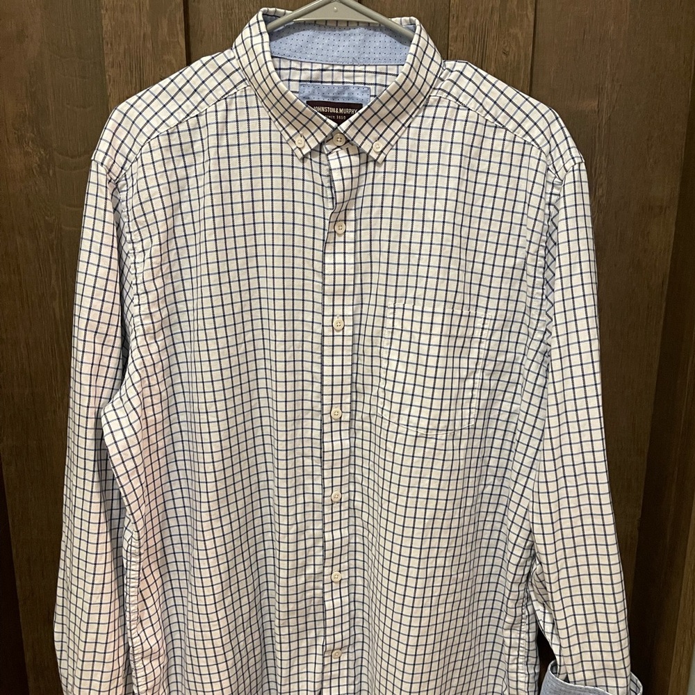 Johnston & Murphy Long-Sleeve Plaid Button Down Shirt - XL